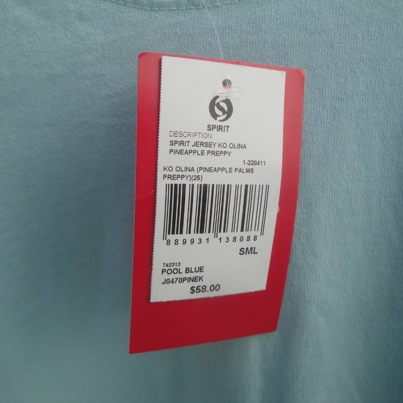 NEW Spirit Jersey Koolina Pineapple Preppy Pool Blue Cotton Tee Small - Picture 4 of 4